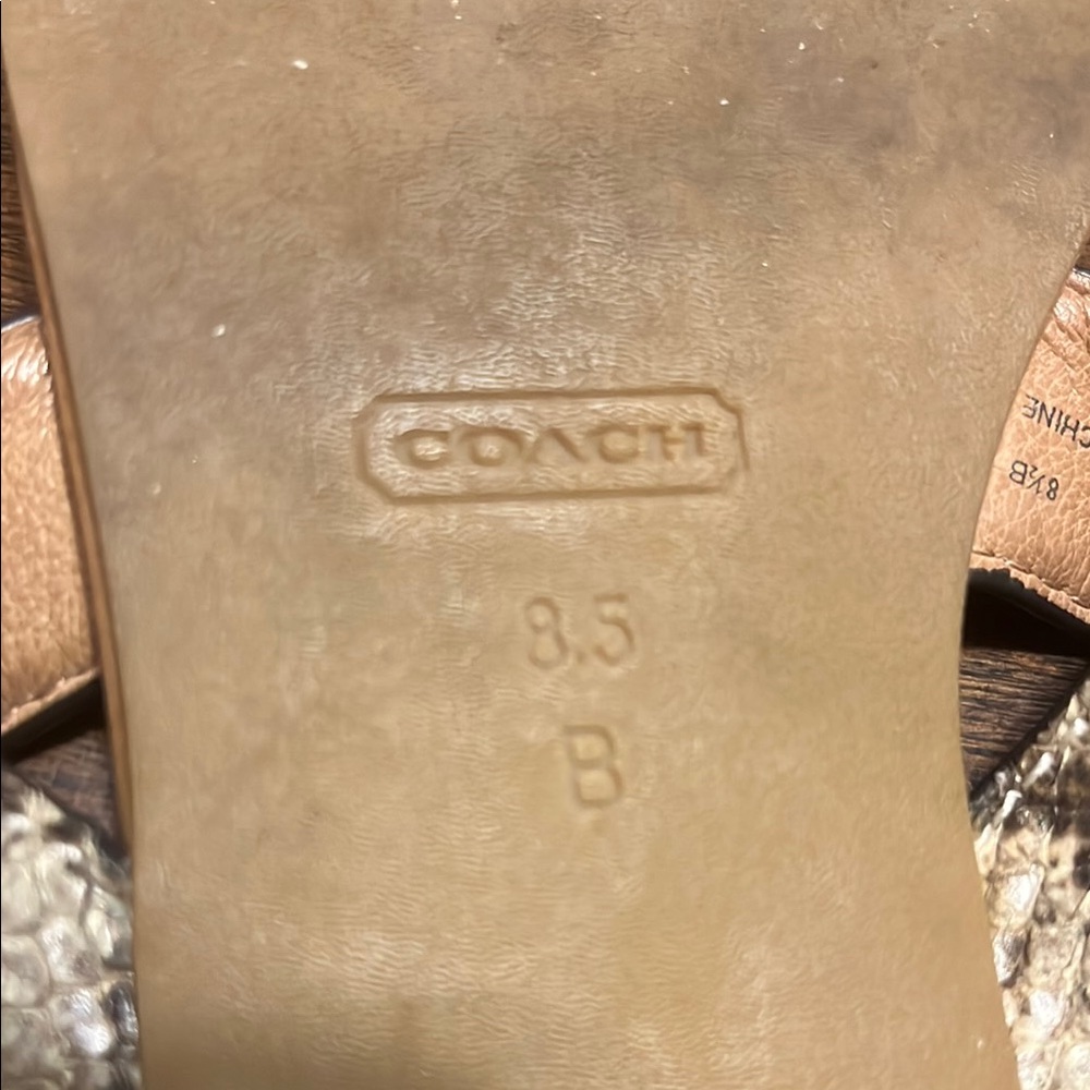 Coach Cream and Brown Sandals with Decorative Medallions - Picture 6 of 8